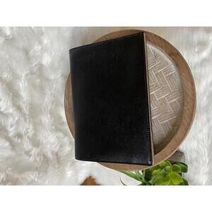 Halogen Black Leather Wallet with Card Slots and ID Window